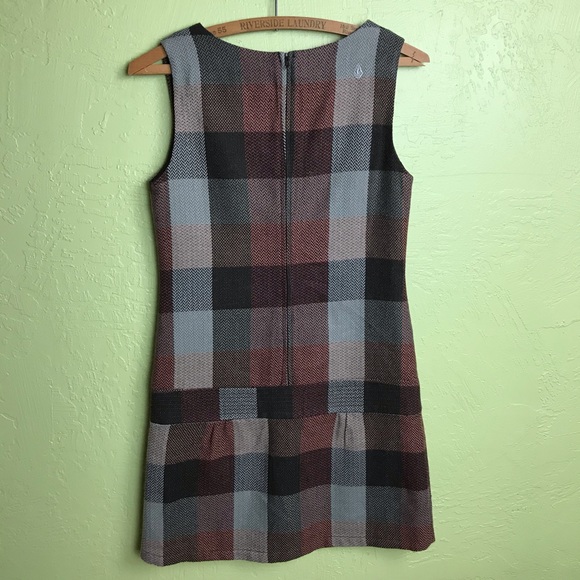 VOLCOM Scooter Dress - Brown plaid XS mini dress - Picture 8 of 8